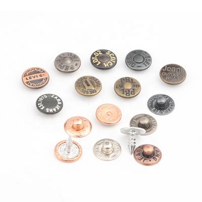 China Metal Nickel Free Custom Jeans Combined Custom Leather Decoration Vintage Brass Rivet Button for sale