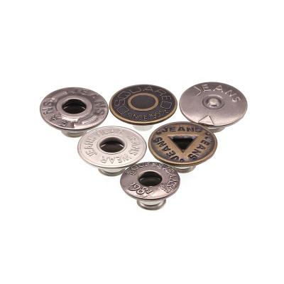 China Custom logo 17mm metal brass denim denim no sew nickel free adjustable replacement jeans button mens for jeans for sale