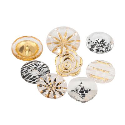 China China factory wholesale high quality transparent acrylic 2 holes nickel free gilding color clothing flower button for sale