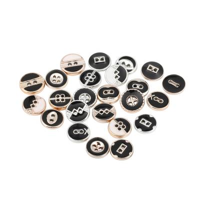 China Brand nickel free custom logo designer seal plastic black flatback sewing 2 holes button up for shirts for sale