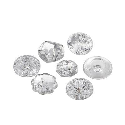 China Customized Color Two Hole Round Clear Diamond Nickel Free Acrylic Upholstery Buttons For Clothes for sale