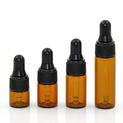 China Personal Care Mini Small 1Ml 2Ml 2ml 3Ml 3ml 5Ml 5ml Cylinder Brown Amber Essential Oil Perfume Glass Sample Dropper Bottle Flat Round Vial for sale