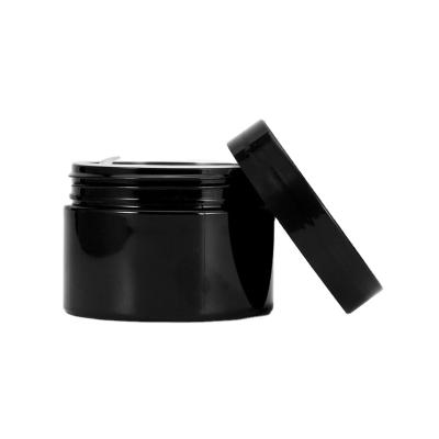 China Recycable Cosmetic Cream Powder Black Plastic Jar 30G 50G 100G 150G 200G 250G 30Ml 50Ml 80Ml 100Ml 120Ml 150Ml 180Ml 200Ml 250Ml With Lid for sale