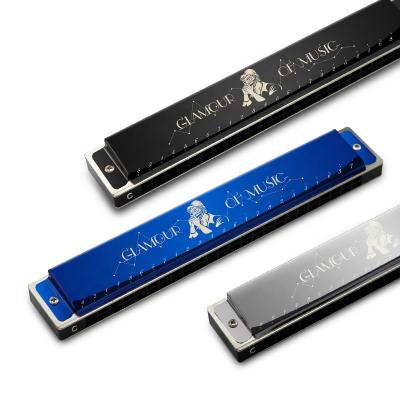 China Wholesale Cheap Stainless Steel JDR Kids Kids Musical Instrument 10 Beginner Students 24 Holes Tremolo Mouth Organs Harmonica For Sale Blue for sale