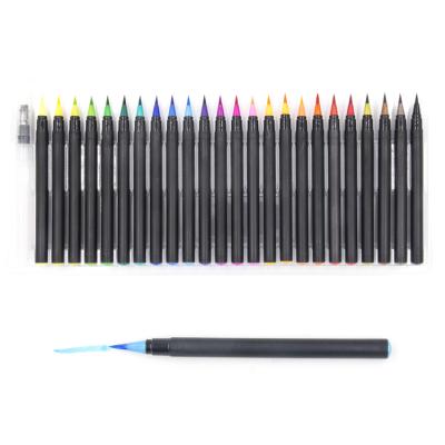 China Desktop Amazon Hot Sale 24 Color Watercolor Brush Pen Marker Set and 1 Real Brush Tips and Flexes for sale