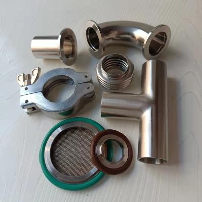 China Pipe Lines Connect Sanitary SS304 KF10~KF50 Vacuum Flange Pipe Fittings Bend Full Nipple 45Deg Elbows for sale