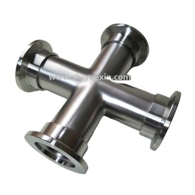 China High Vacuum Flange Fittings Medical Hose Joint Mechanical Hose KF Coupling ISO Unequal CF 4ways Crosses For CNC Vacuum Flange Components for sale