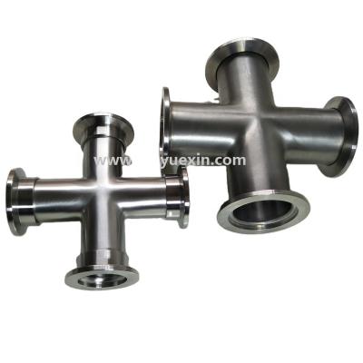 China vacuum flange & components ss304 316L vacuum fittings nw40 KF cross fittings nw40 KF vacuum fittings flange elbow nipple union 4way 3way 5way 6way KF crosses for sale