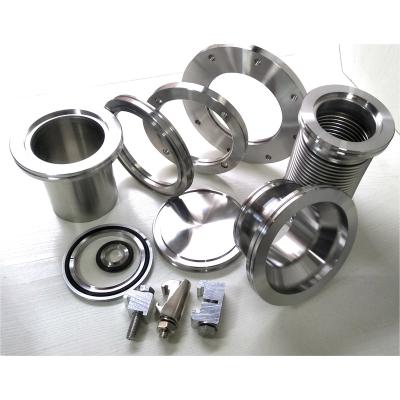 China High Vacuum Flange Fittings 304 Stainless Steel Cross 316L 3way~6ways Equal Reducing Half Full Vacuum ISO-K ISO-F Flange Nipple Tee for sale