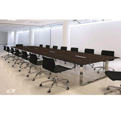 China Hot Sale Office Furniture Modern Wood Panel Top Meeting Table With Stainless Steel Leg for sale