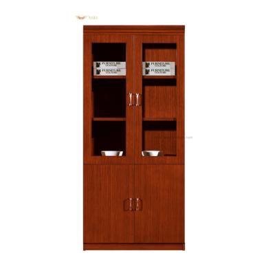 China Custom antique solid wood office furniture teak wood filing cabinet HY-C0402 with 2 glass doors for sale