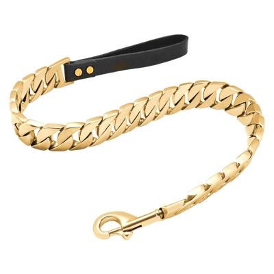 China Premium Quality Pet Chain Collar Lead Lead Mine Bull Dog Chain Luxury Gold Dog Leash Viable For Heavy Duty Large Pet Chain Collar Mine Bull dog for sale