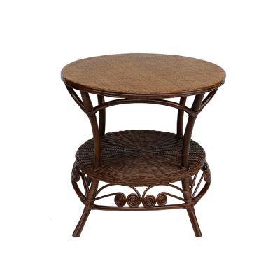 China Factory durable natural wicker woven rattan coffee table breakfast table small teahouse desk table leisure real rattan for sale