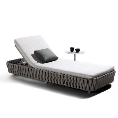 China Modern Outdoor Sofa Garden Pool Beach Folding Bed Aluminum Rope Sun Lounge for sale