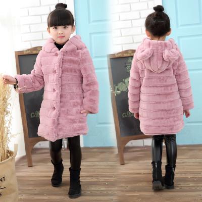 China 2020 Regular Fashion Girls Small Kids Winter Pink Fur Jacket Coats For Kids for sale