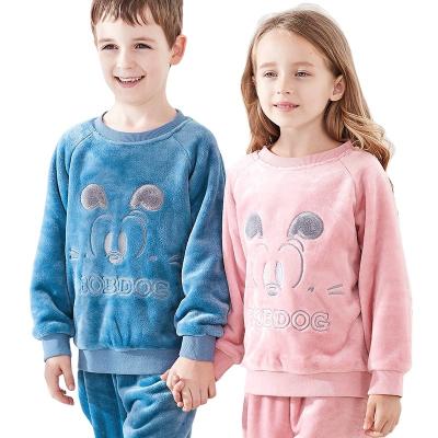 China Cartoon Breathable High Quality Winter Children Polyester Warm Sleepwear Pajamas Set For Children for sale