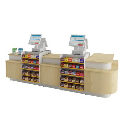 China The supermarket checkout counter luxury supermarket commercial maternal checkout and child store wooden corner small checkout counter for sale