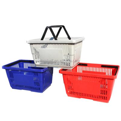 China Supermarket Plastic Goods Basket Picnic Grocery Store Stackable Hand-carry Shopping Basket for sale