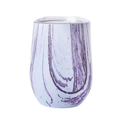 China PORTABLE Stainless Steel Egg Shaped Double Wall Insulated Tumbler 12oz Stemless Wine Cups With Lid for sale