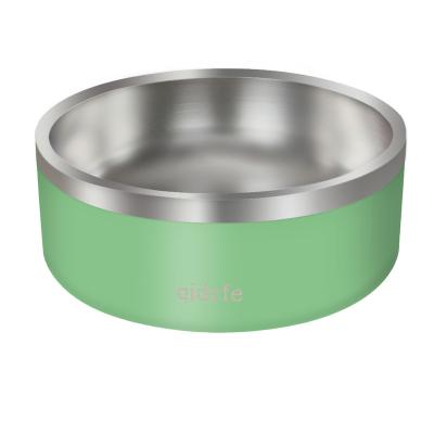 China Stocked 32oz 64oz Powder Liner Custom Color Stainless Steel With Non Slip Bottom Dog Feeding Bowl for sale