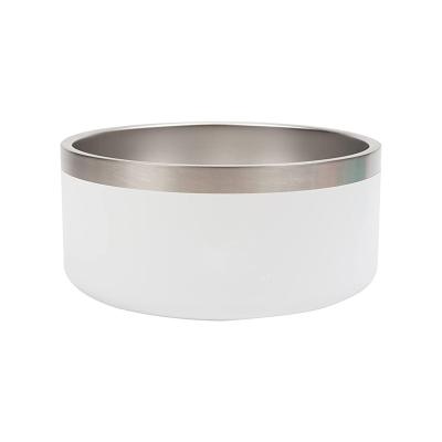 China Wholesale Non-slip Stocked Dog Bowl With Base Stainless Steel Pet Food Bowl Rubber Drinking Dish for sale