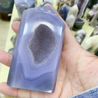 China High Quality Gray Druzy Agate Tower Agate Group of China Wholesalers Towers Healing Geode for Home Decor for sale