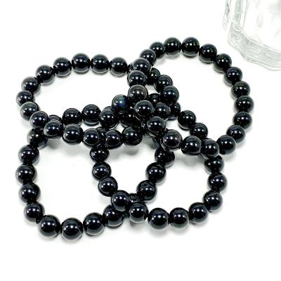 China Wholesale 8mm Eco-friendly Obsidian Bracelet Hand String Trendy Rainbow Eye Bracelets For Gifts for sale