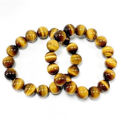 China High Quality 12mm Natural Stone Eco-Friendly Tiger Eye Bracelet Unisex Jewelry for Gifts for sale