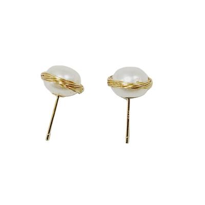 China CLASSIC 10mm Jewelry Round Pearl Earring S925 Silver Geometric White Pearl Earring For Girl for sale