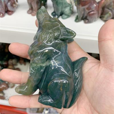 China Wholesale High Quality Ocean Jasper Carving Animal Carving Wolf from Europe for Decoration for sale