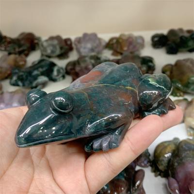 China Wholesale High Quality Ocean Jasper Carving Animal Carving Frog from Europe for Decoration for sale