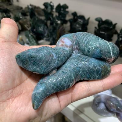 China Wholesale High Quality Ocean Jasper Carving Animal Carving Snake from Europe for Home Decoration for sale