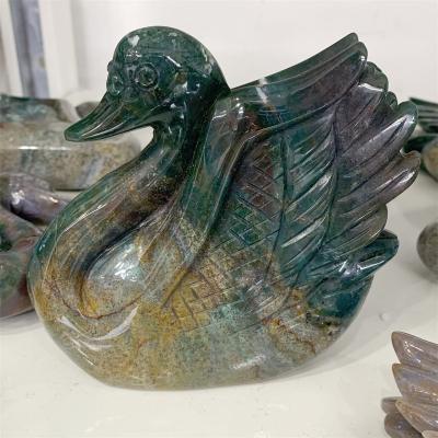 China Wholesale High Quality Ocean Jasper Carving Animal Carving Swan from Europe for Home Decoration for sale