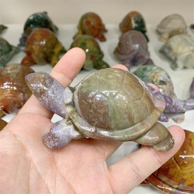 China Wholesale High Quality Ocean Jasper Carving Animal Carving Tortoise From Europe For Home Decoration for sale