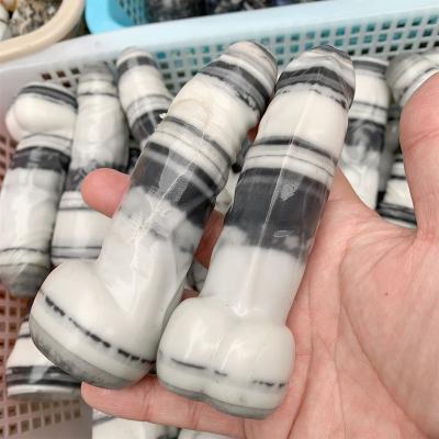 China China Hot Sales 12cm Tai Chi Stone Carved Crystal Dildo Massager Natural Healing Stone Magic Wand for sale