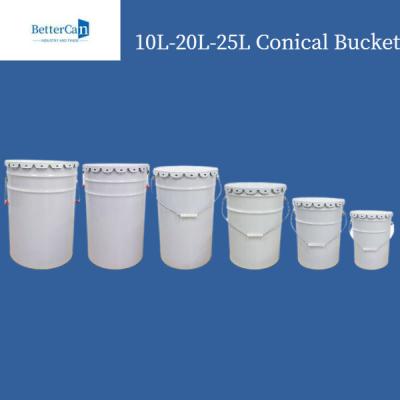 China 20L blanco Pail Bucket, tambor de acero apilable de 20 litros con la manija de acero en venta