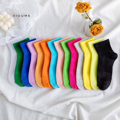 China Cotton Antibacterial Pure Rainbow Manufacturer Girls Teens Colorful Sporty Crew Socks Women Custom Made for sale