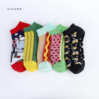 China NEW hotsale fashion watermelon happy cotton teens colorful fun ankle socks men for sale