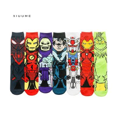 China New Manufacturer Antibacterial Fashion Combed Cotton Marvel Superhero Comics Cartoon Boy Comfy Tube Socks for sale