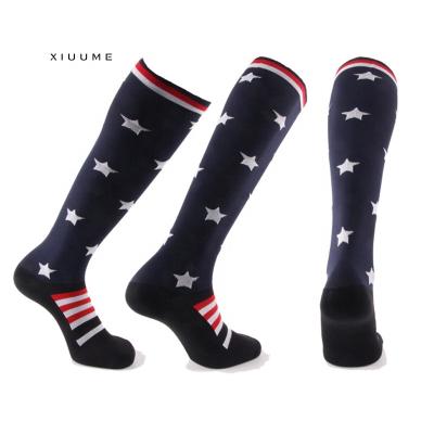 China Amazon Hotsale Antibacterial Star Stripes Design Compression Outdoor Soccer Sports Socks Unisex for sale