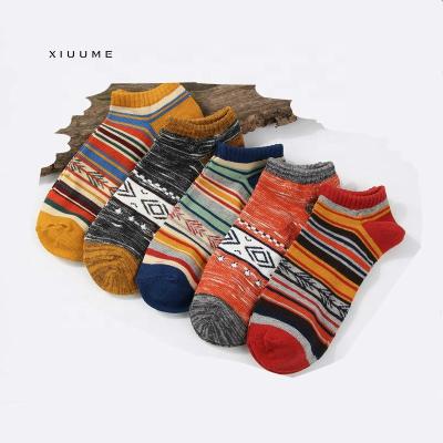 China Wind Fun Classic Funky Colorful Striped Moral Ankle Men's Casual Socks for sale