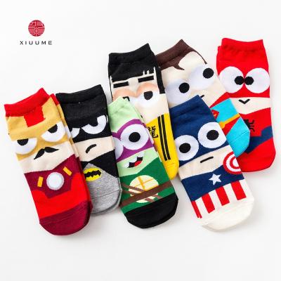 China Hotsale 100%cotton fashion superheroes antibacterial spiderman men's teenage ankle socks for sale