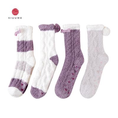 China Hotsale Custom Non Slip Wholesale Antibacterial Thick Floor Sleep Warm Fuzzy Socks for sale