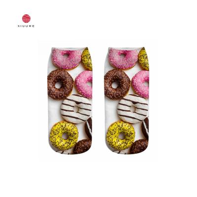 China New Antibacterials Make Your Own Designs Food Donuts Women Ankle Cotton Sublimation Blank Digital 3d Printing Socks for sale