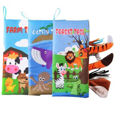 China Hot Sale 3D Animals Baby Cloth Book Cloth Tail Book Cloth Washable Soft Soft Educational Cloth Book For Children for sale