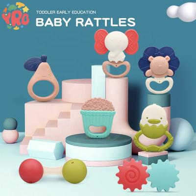 China POACHABLE Hot Sale Newborn Rattle Bell Set Teether Ring Hanging Toys Funny Baby Rattles for sale