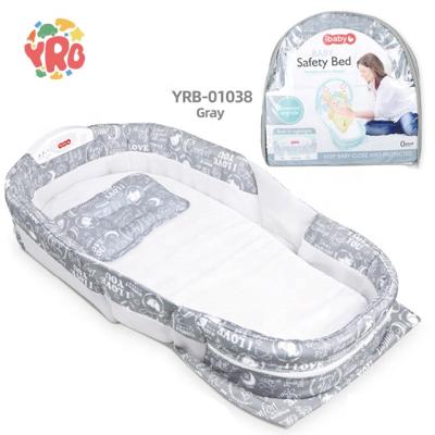 China Hot Selling Materials Baby Crib Travel Crib Portable Handbag Eco-Friendly 3 Colors Foldable Infant Crib Music And Light for sale