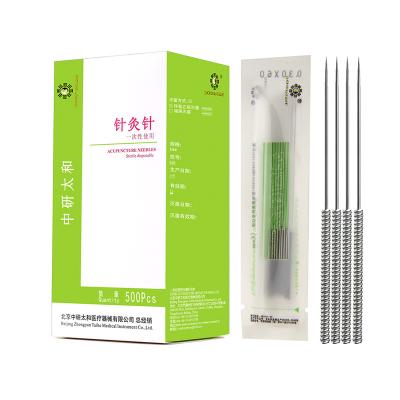 China Body Spring Painless Stainless Handle Medical Disposable Sterile Dry Teasing For Acupuncture for sale