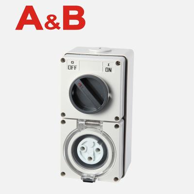 China Industrial Waterproof Combination IP66 Switched Socket Outlet 3 Round Pin 20Amp for sale