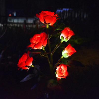 China Garden Stake Lights Multicolor Solar Rose Flower Garden Decorative Lawn Lights for sale